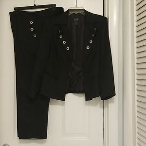 black pants with matching jacket